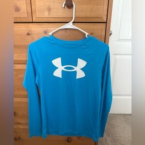 Under Armour Blue Long Sleeve Tee with White Logo